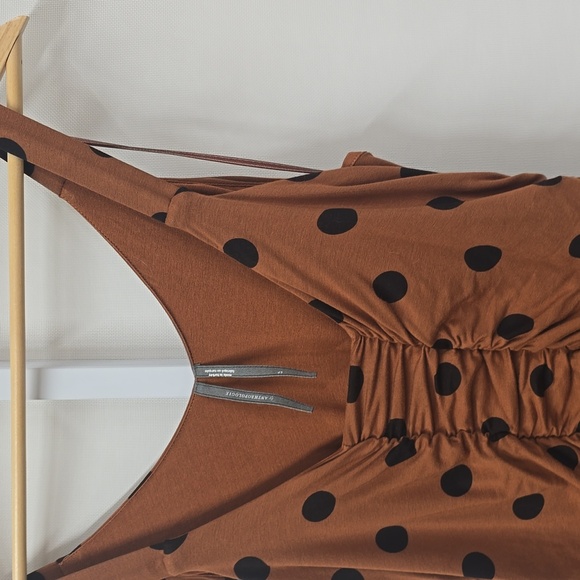 Anthropologie Orange Dot Ruched Sleeveless Knit Bodycon Dress‎ SP - Picture 5 of 5